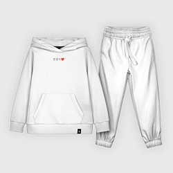 Костюм хлопковый детский BTS Jeon Jungkook иероглифами, цвет: белый