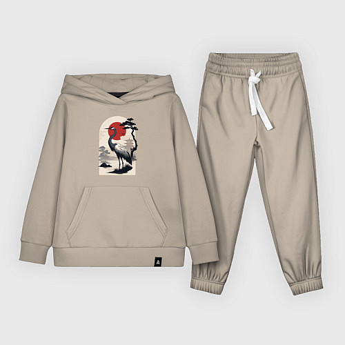 Детский костюм Журавль и солнце в японском стиле / Миндальный – фото 1