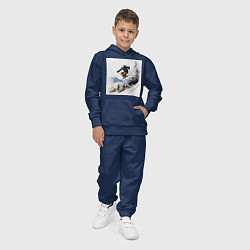 Костюм хлопковый детский Лыжник на склоне, цвет: тёмно-синий — фото 2