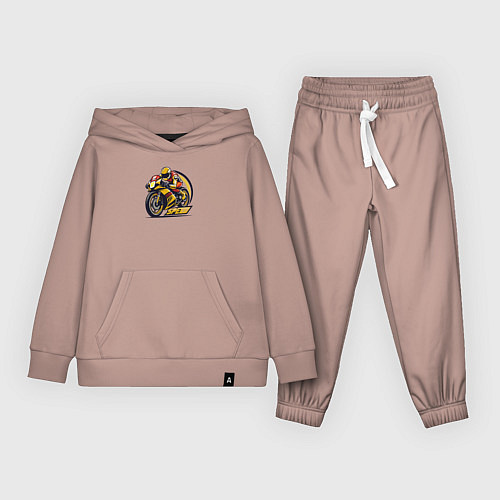 Детский костюм Гонщик на гоночном мотоцикле / Пыльно-розовый – фото 1