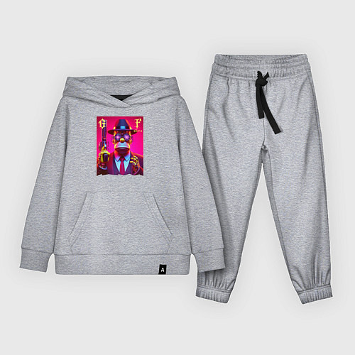 Детский костюм Cyber godfather Homer Simpson - mafia / Меланж – фото 1