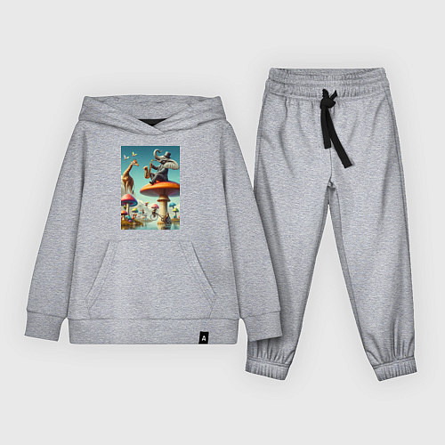 Детский костюм Слон играет на саксофоне жирафу / Меланж – фото 1