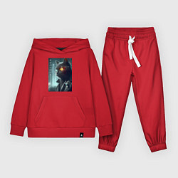 Костюм хлопковый детский Black cat - cyberpunk, цвет: красный