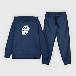 Костюм хлопковый детский Rolling Stones - white logo, цвет: тёмно-синий