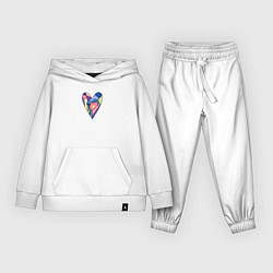 Костюм хлопковый детский Сердечко - мозаика и узоры, цвет: белый