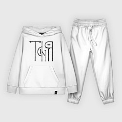 Костюм хлопковый детский Таня вязью - чёрная надпись, цвет: белый