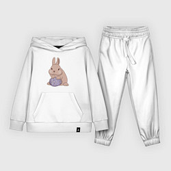 Костюм хлопковый детский Пасхальный кролик с яйцом, цвет: белый