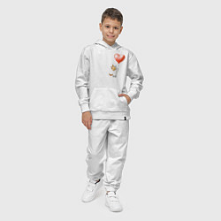 Костюм хлопковый детский Милый котенок с шариком сердечком, цвет: белый — фото 2