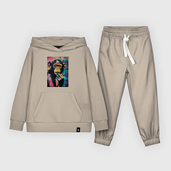 Костюм хлопковый детский Cute monkey, цвет: миндальный