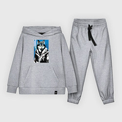 Костюм хлопковый детский Волк в мегаполисе - нейроарт, цвет: меланж