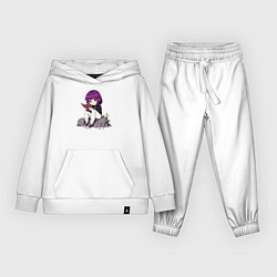 Костюм хлопковый детский Девочка с книжкой, цвет: белый