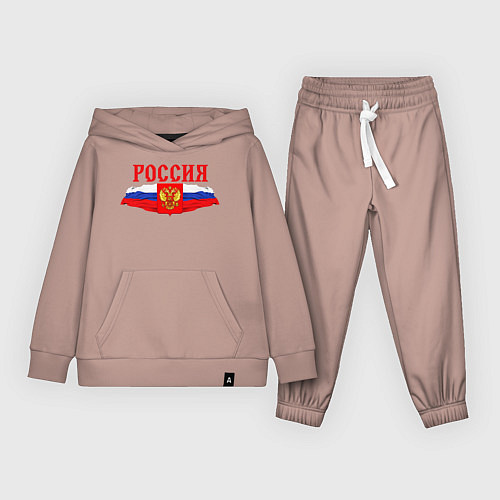 Детский костюм Россия надпись герб и флаг / Пыльно-розовый – фото 1
