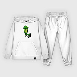 Костюм хлопковый детский Зелёный уличный фонарь, цвет: белый