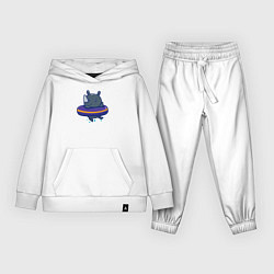 Костюм хлопковый детский Носорог в бассейне, цвет: белый