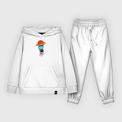 Костюм хлопковый детский Космонавт с мороженым, цвет: белый