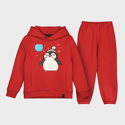 Детский костюм оверсайз Пингвин с шариком / Красный – фото 1