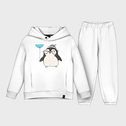 Детский костюм оверсайз Пингвин-мальчик с шариком, цвет: белый