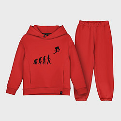 Детский костюм оверсайз Эволюция лыжник, цвет: красный