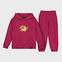 Детский костюм оверсайз Мопс-пицца, цвет: маджента