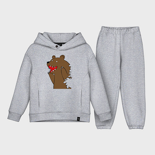 Детский костюм оверсайз Медведь цензурный / Меланж – фото 1