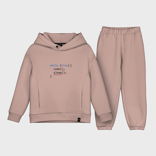 Детский костюм оверсайз Code - sleep / Пыльно-розовый – фото 1