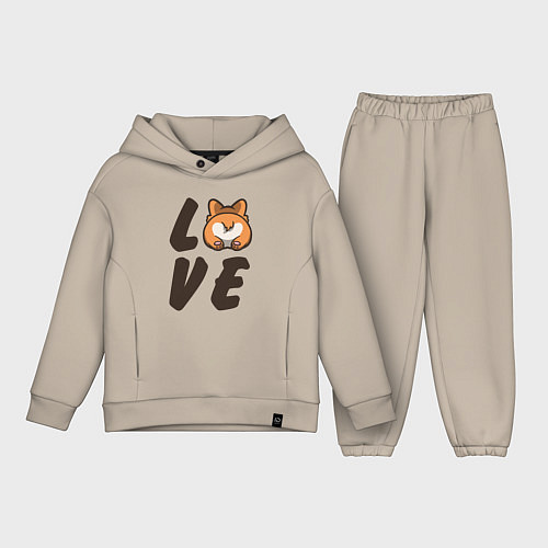 Детский костюм оверсайз Love Corgi / Миндальный – фото 1