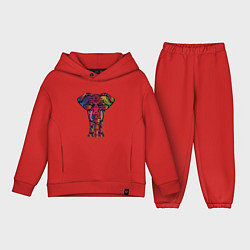 Детский костюм оверсайз  Слон с орнаментом, цвет: красный