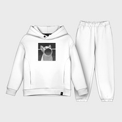 Детский костюм оверсайз ЧБ Pop Cat, цвет: белый