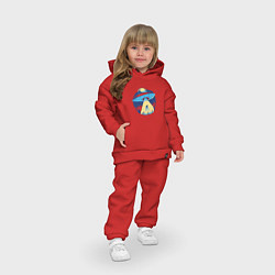 Детский костюм оверсайз Похищение пришельцами в лесу, цвет: красный — фото 2