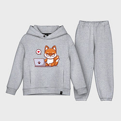 Детский костюм оверсайз Cute fox and laptop, цвет: меланж
