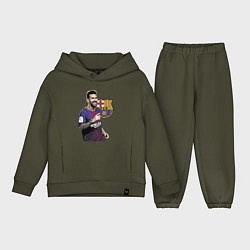 Детский костюм оверсайз Lionel Messi Barcelona Argentina, цвет: хаки