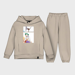 Детский костюм оверсайз Дневник поездки в Иокогаму, цвет: миндальный