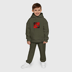 Детский костюм оверсайз ЧЁРНО КРАСНОЕ ЛОГО ДОТА 2 DOTA 2 LOGO, цвет: хаки — фото 2
