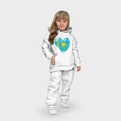 Детский костюм оверсайз Kazakhstan Heart, цвет: белый — фото 2