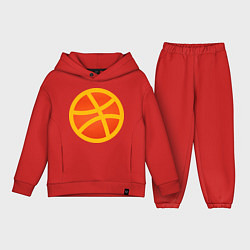 Детский костюм оверсайз Баскетбольный неоновый мяч, цвет: красный