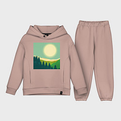Детский костюм оверсайз Пейзаж и яркое солнце, цвет: пыльно-розовый