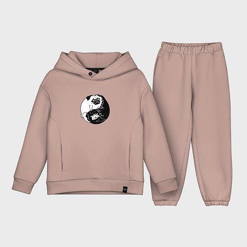 Детский костюм оверсайз Собачий Инь Янь / Пыльно-розовый – фото 1