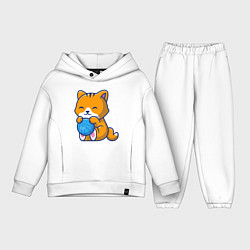 Детский костюм оверсайз Рыженький котик, цвет: белый