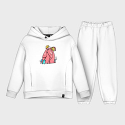Детский костюм оверсайз Розовая слоника со слонятами, цвет: белый