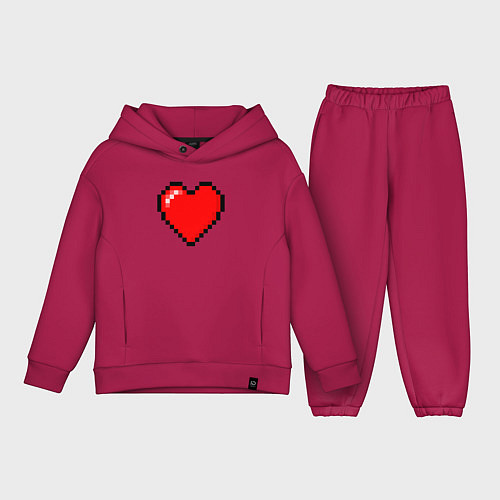 Детский костюм оверсайз Пиксельное сердце-здоровье - Красный / Маджента – фото 1