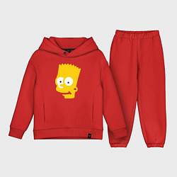 Детский костюм оверсайз Барт Симпсон - портрет, цвет: красный