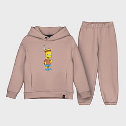 Детский костюм оверсайз Барт Симпсон - индеец, цвет: пыльно-розовый