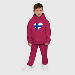 Детский костюм оверсайз Сердце - Финляндия, цвет: маджента — фото 2