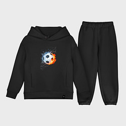 Детский костюм оверсайз Футбол - противостояние стихий, цвет: черный