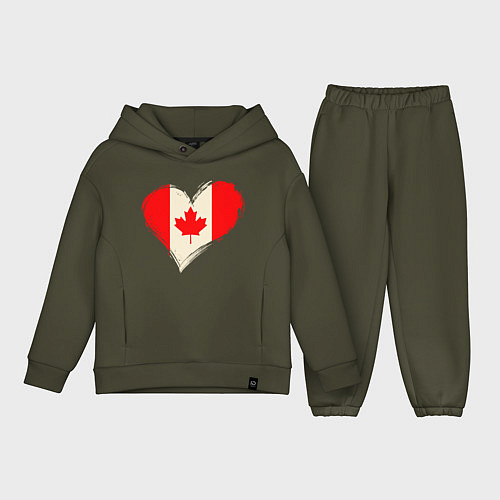 Детский костюм оверсайз Сердце - Канада / Хаки – фото 1