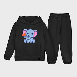 Детский костюм оверсайз Love Elephant, цвет: черный