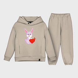 Детский костюм оверсайз Кролик с сердцем, цвет: миндальный