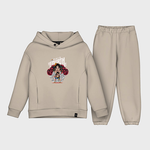 Детский костюм оверсайз Луффи 4 гир - Упругий человек / Миндальный – фото 1