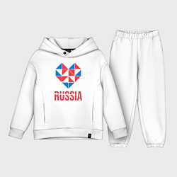 Детский костюм оверсайз Россия в моём сердце, цвет: белый