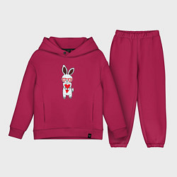 Детский костюм оверсайз Зайчонок с сердечком, цвет: маджента